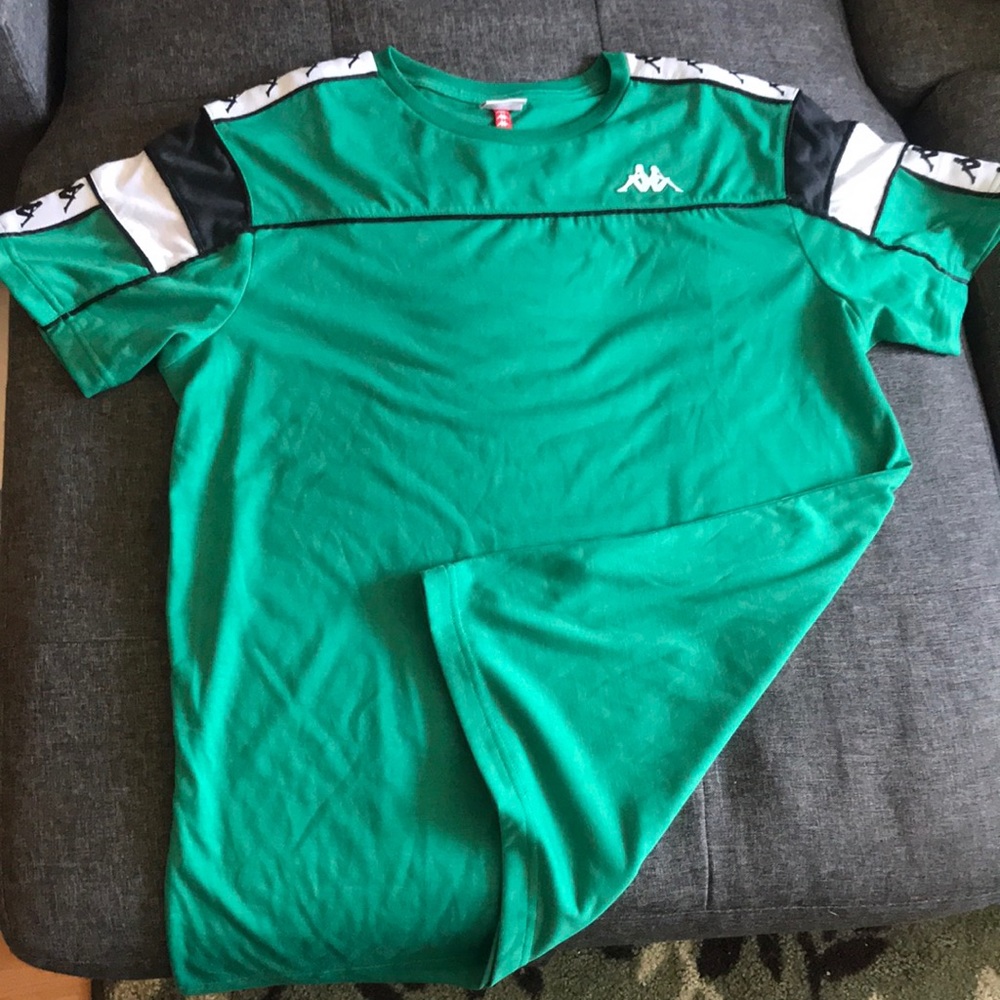 Kappa Men’s Large shirt NWOT Green w b/w logo